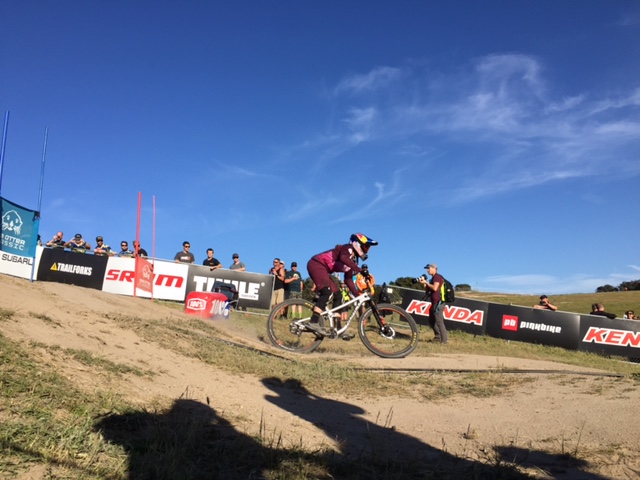 Jill Kintner winning the Dual Slalom race.