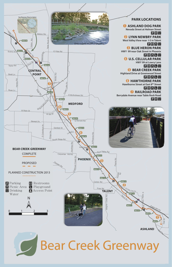 The Bear Creek Greenway is a great bail-out route between Central Point and Ashland.